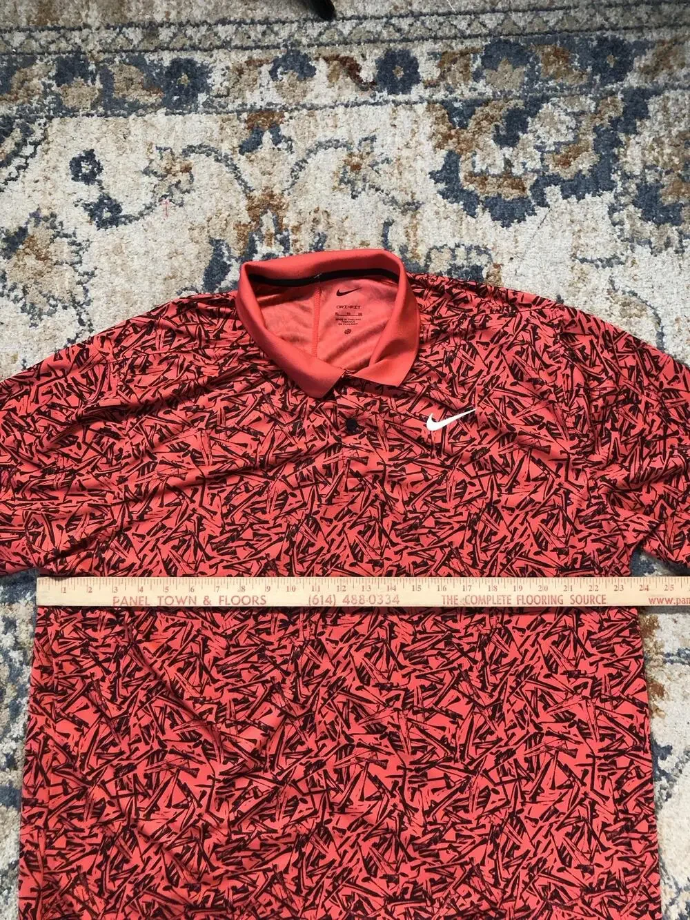 Nike Dri-FIT Polo Shirt Mens XL Red Abstract Print Golf Short Sleeve Performance
